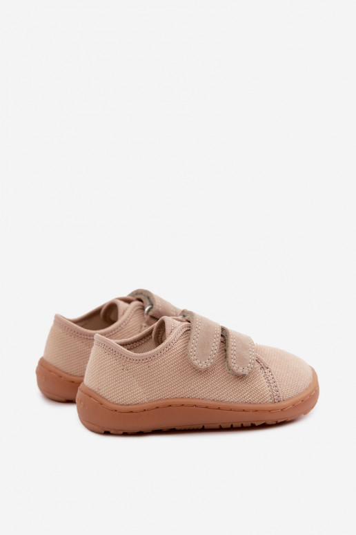 Sandfarbene Kinderslipper Barefoot Froddo Canvas G1700440-22