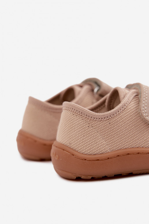 Sandfarbene Kinderslipper Barefoot Froddo Canvas G1700440-22