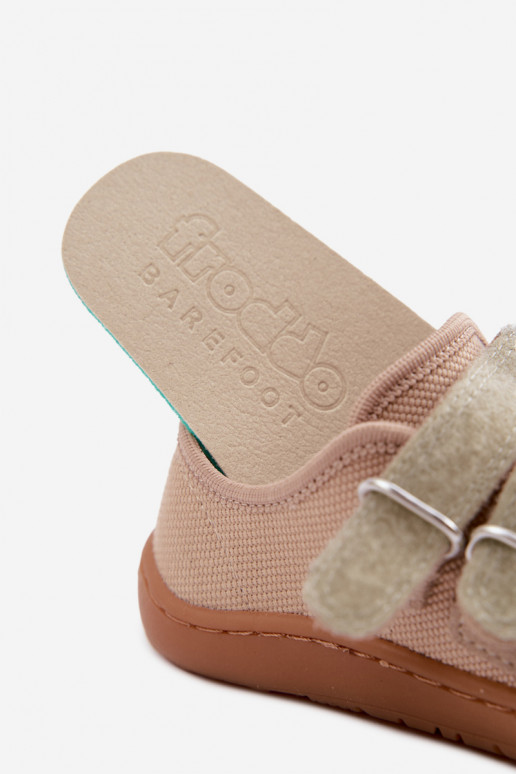Sandfarbene Kinderslipper Barefoot Froddo Canvas G1700440-22