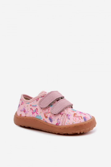 Rosa Kinderslipper Barefoot Einhörner Froddo Canvas G1700440-26