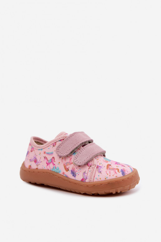 Rosa Kinderslipper Barefoot Einhörner Froddo Canvas G1700440-26