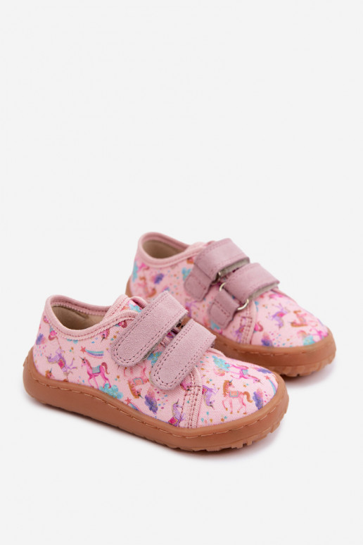 Rosa Kinderslipper Barefoot Einhörner Froddo Canvas G1700440-26