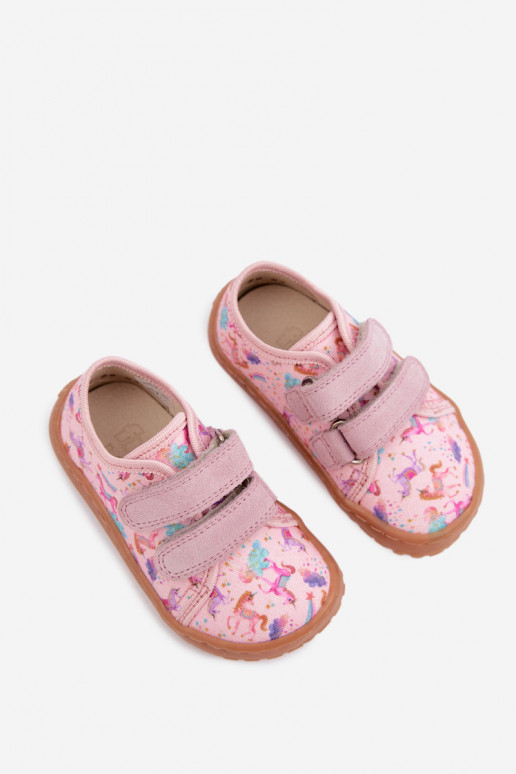 Rosa Kinderslipper Barefoot Einhörner Froddo Canvas G1700440-26
