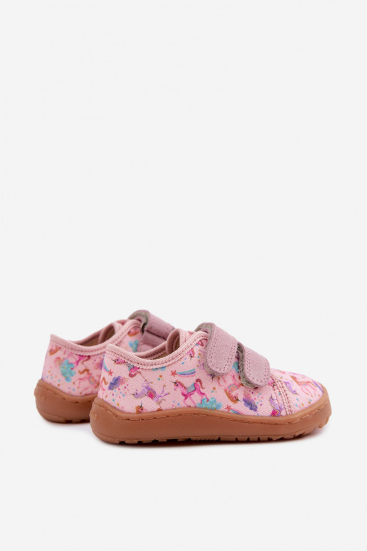 Rosa Kinderslipper Barefoot Einhörner Froddo Canvas G1700440-26