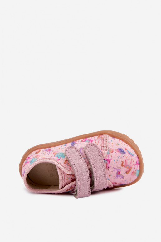 Rosa Kinderslipper Barefoot Einhörner Froddo Canvas G1700440-26
