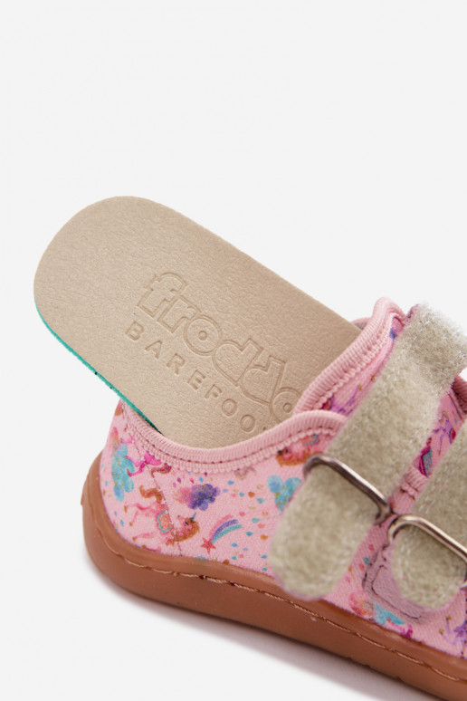 Rosa Kinderslipper Barefoot Einhörner Froddo Canvas G1700440-26