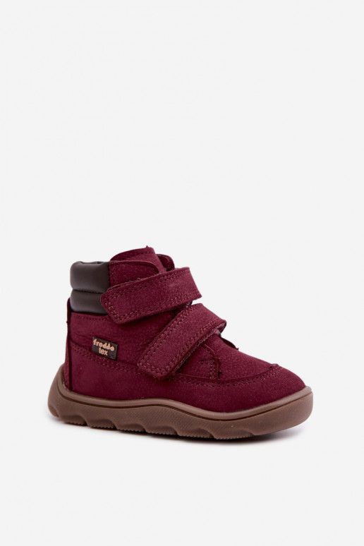 Burgunderfarbene Kinderlederschuhe Barefoot Froddo G2110150-9