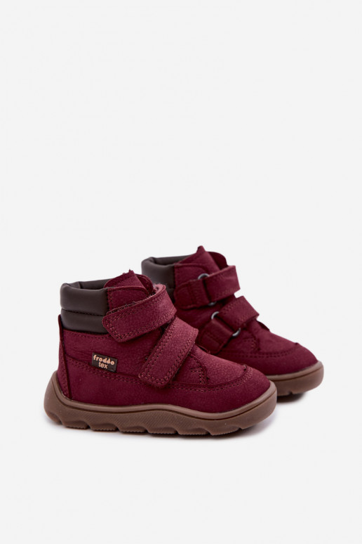 Burgunderfarbene Kinderlederschuhe Barefoot Froddo G2110150-9