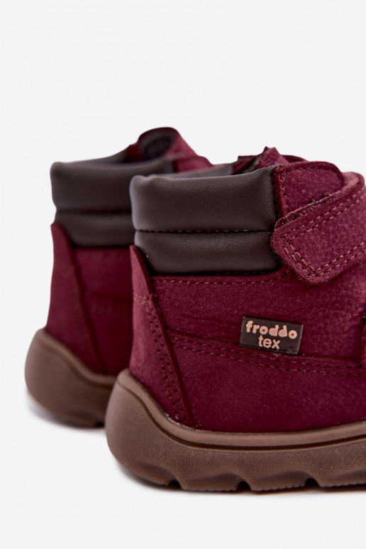 Burgunderfarbene Kinderlederschuhe Barefoot Froddo G2110150-9