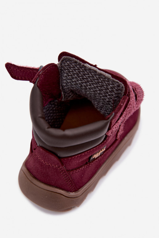 Burgunderfarbene Kinderlederschuhe Barefoot Froddo G2110150-9