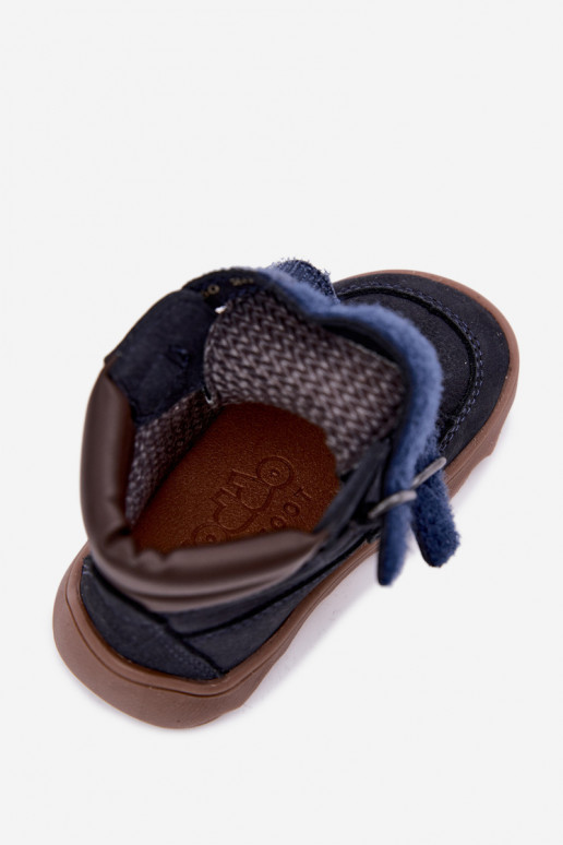 Dunkelblaue Kinderlederschuhe Barefoot Froddo G2110150