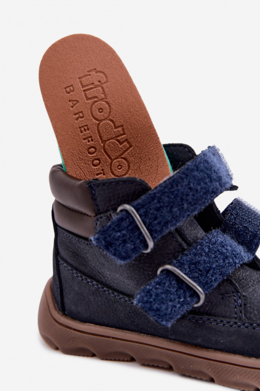 Dunkelblaue Kinderlederschuhe Barefoot Froddo G2110150