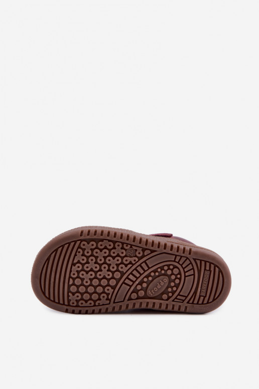 Burgunderfarbene Kinderveloursleder-Schuhe Barefoot Froddo G2110157-4