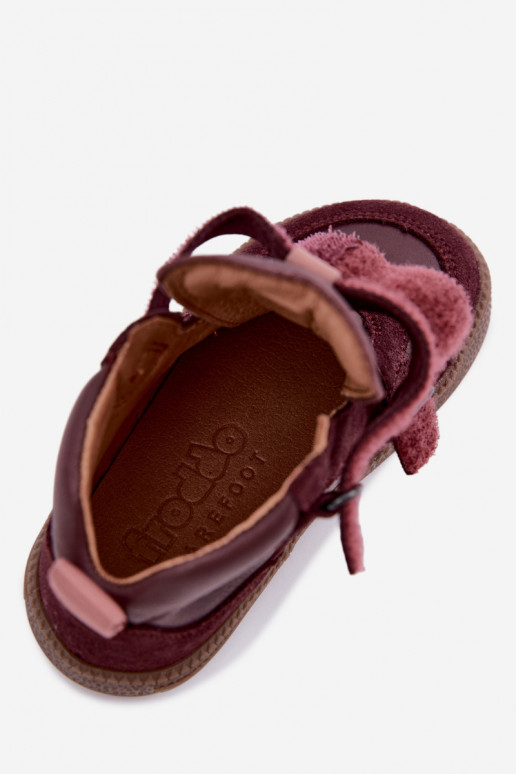 Burgunderfarbene Kinderveloursleder-Schuhe Barefoot Froddo G2110157-4