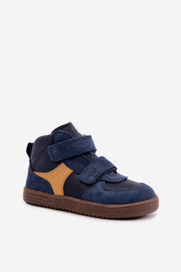 Dunkelblaue Kinderveloursleder-Schuhe Barefoot Froddo G2110157