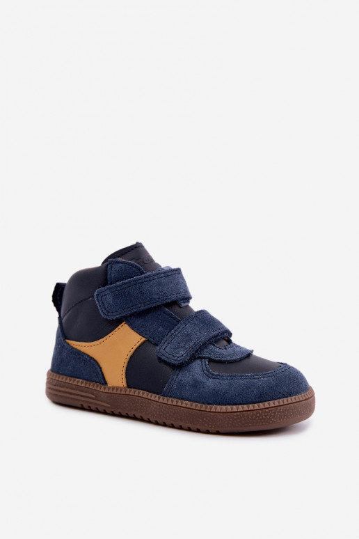 Dunkelblaue Kinderveloursleder-Schuhe Barefoot Froddo G2110157
