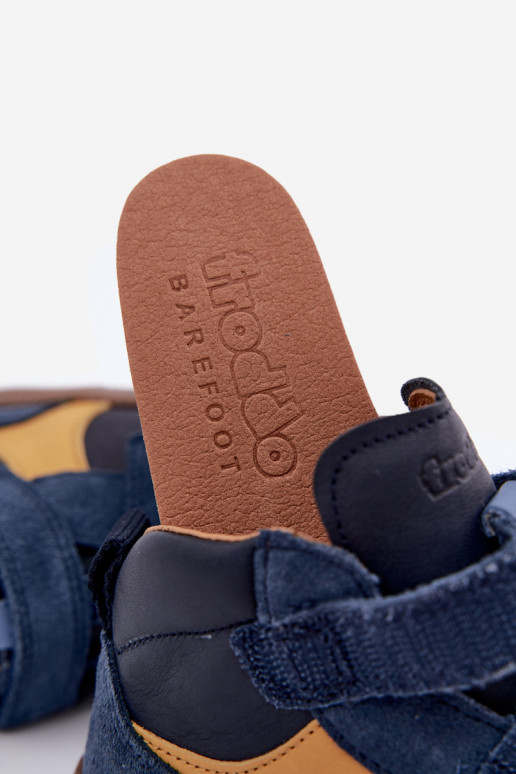 Dunkelblaue Kinderveloursleder-Schuhe Barefoot Froddo G2110157