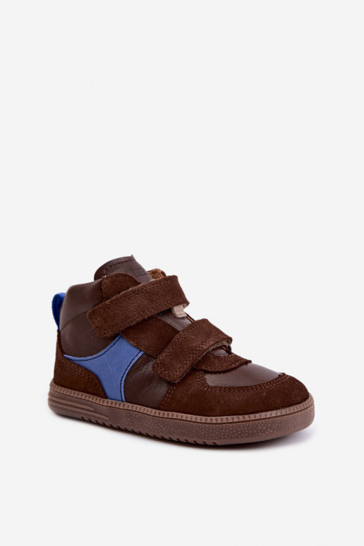 Braune Kinderveloursleder-Schuhe Barefoot Froddo G2110157-1