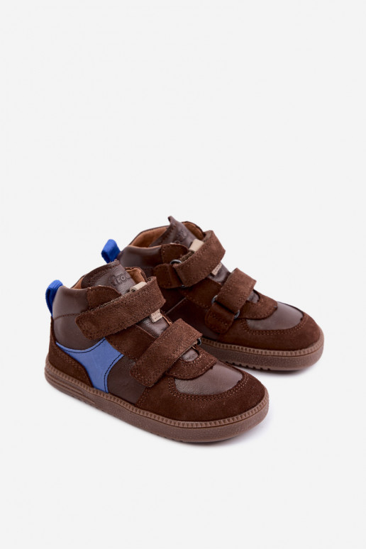 Braune Kinderveloursleder-Schuhe Barefoot Froddo G2110157-1