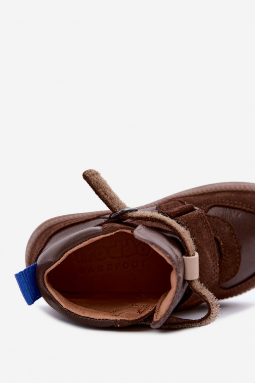 Braune Kinderveloursleder-Schuhe Barefoot Froddo G2110157-1