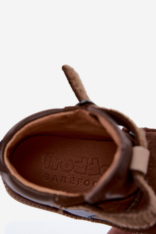 Braune Kinderveloursleder-Schuhe Barefoot Froddo G2110157-1