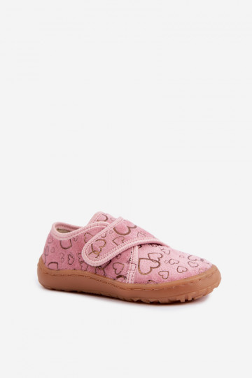 Kinderhausschuhe mit Klettverschlüssen Barefoot Širdelės Froddo G1700438-18 in Rosa