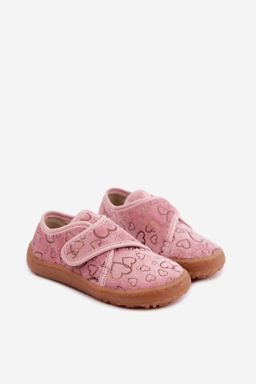 Kinderhausschuhe mit Klettverschlüssen Barefoot Širdelės Froddo G1700438-18 in Rosa