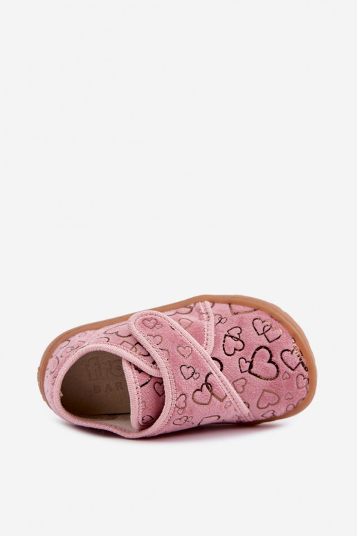 Kinderhausschuhe mit Klettverschlüssen Barefoot Širdelės Froddo G1700438-18 in Rosa
