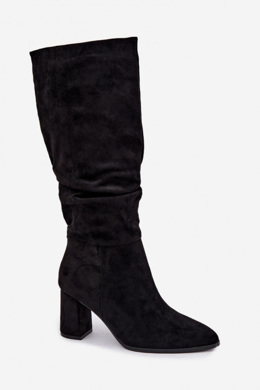 Isolierte Damenstiefel bis zum Knie mit Absatz in Schwarz Raleya
