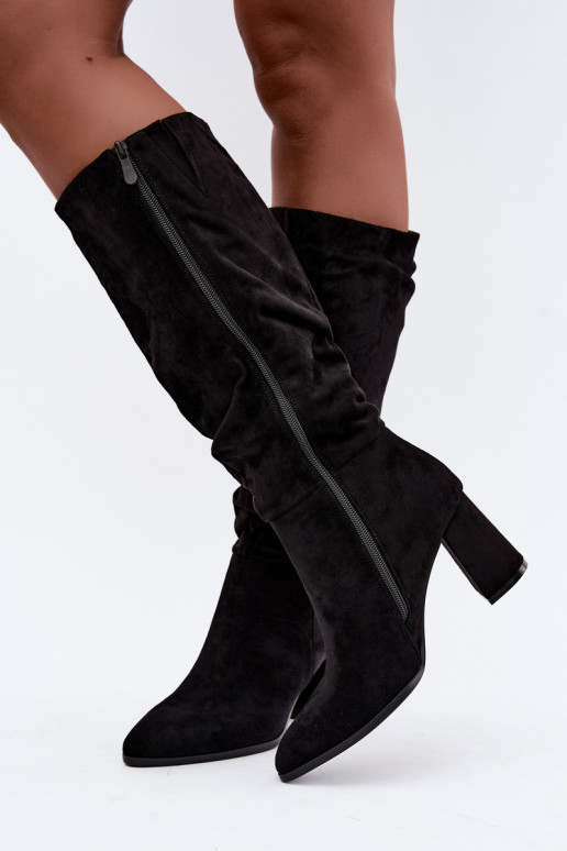 Isolierte Damenstiefel bis zum Knie mit Absatz in Schwarz Raleya