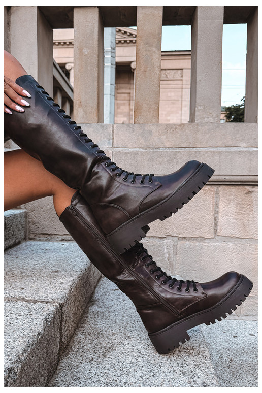 Damen Schnürstiefel mit Plateau CzekoladoĮe Jalira