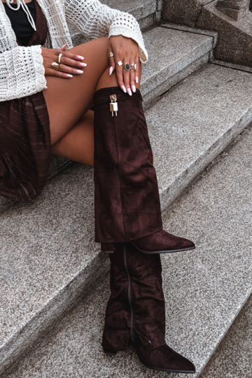 INarme Stiefel mit Absätzen INyZuinięta CholeZuka goldene Farbe Ozdoba CzekoladoZue Danessa