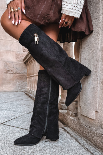 INarme Stiefel mit Absätzen INyZuinięta CholeZuka goldene Farbe Ozdoba schZuarze Farbe Danessa