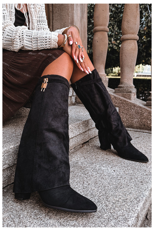 INarme Stiefel mit Absätzen INyZuinięta CholeZuka goldene Farbe Ozdoba schZuarze Farbe Danessa