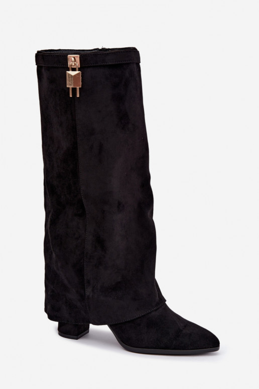 INarme Stiefel mit Absätzen INyZuinięta CholeZuka goldene Farbe Ozdoba schZuarze Farbe Danessa