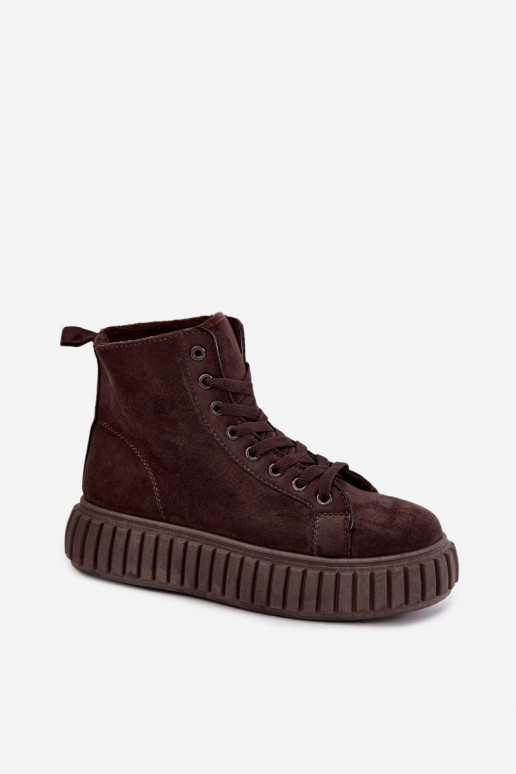 Warmes Freizeitschuhwerk aus Kunstsuede mit Plattform in brauner Farbe Isaria