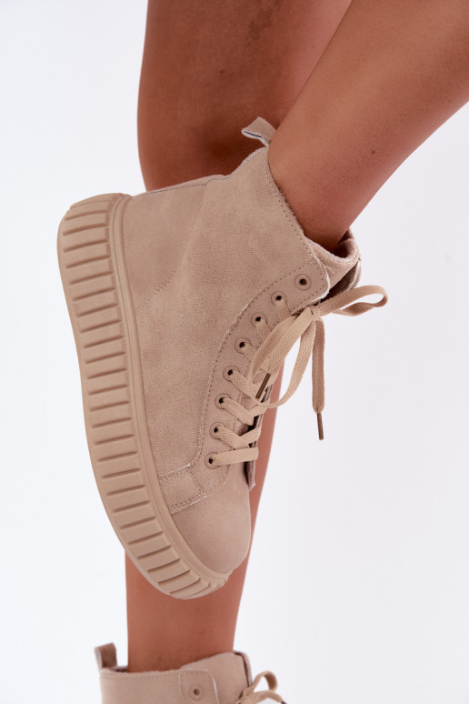sich Zuarm laufen lässige Schuheaus Öko-INildlederu mit einer Plattform Beige Isaria