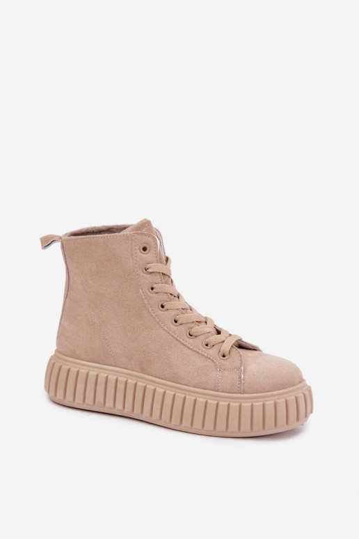 sich Zuarm laufen lässige Schuheaus Öko-INildlederu mit einer Plattform Beige Isaria
