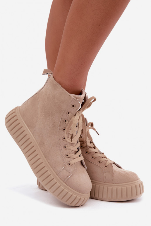 sich Zuarm laufen lässige Schuheaus Öko-INildlederu mit einer Plattform Beige Isaria