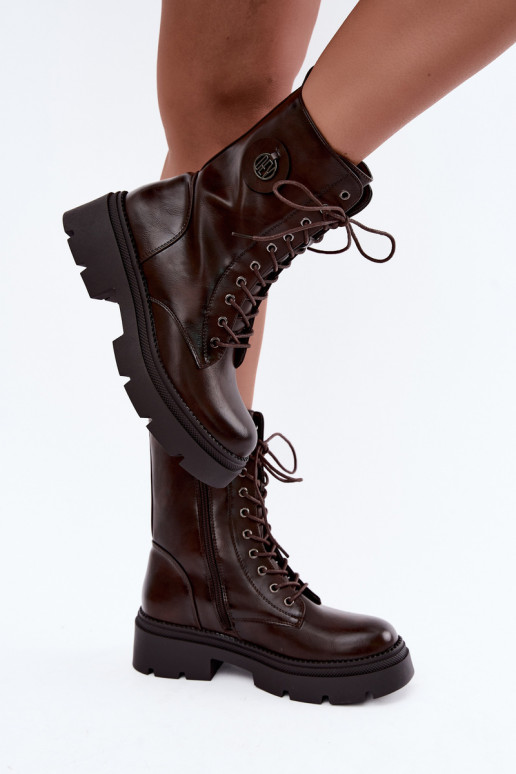 Warmes Damen-Stiefeletten in brauner Farbe Livela