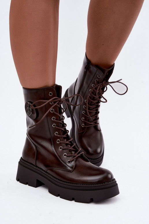 Warmes Damen-Stiefeletten in brauner Farbe Livela