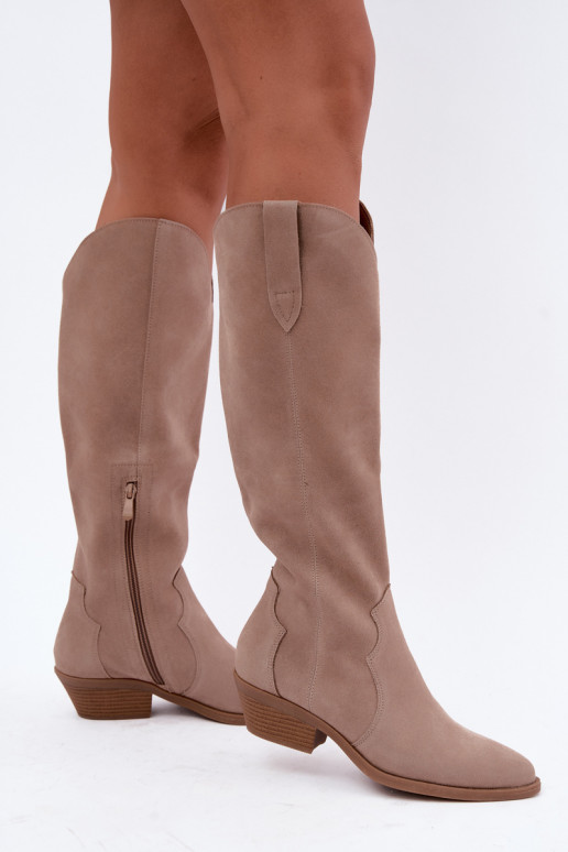 Wildleder Cowboy-Stiefel, sandfarben Medira