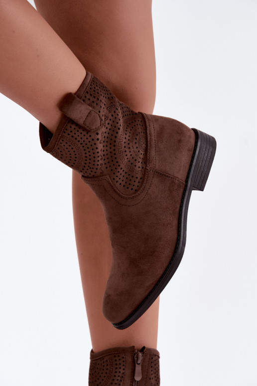 Ausschnitt-Stiefeletten mit breiten Absätzen S.Barski HY62-8125 braun