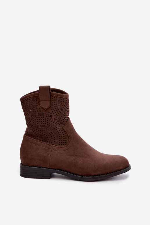 Ausschnitt-Stiefeletten mit breiten Absätzen S.Barski HY62-8125 braun