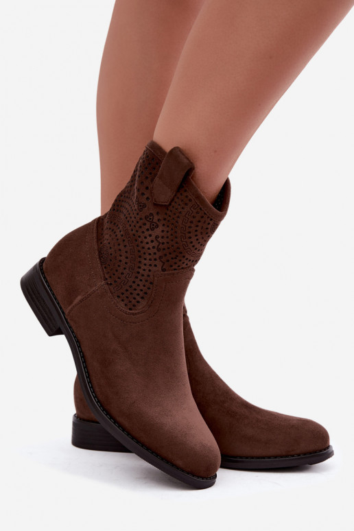 Ausschnitt-Stiefeletten mit breiten Absätzen S.Barski HY62-8125 braun