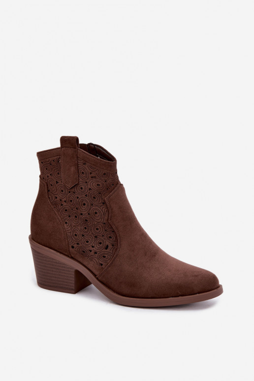 Ausschnitt-Cowboy-Stiefeletten mit Absätzen S.Barski HY62-8147 braun