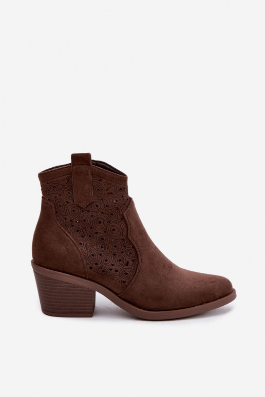 Ausschnitt-Cowboy-Stiefeletten mit Absätzen S.Barski HY62-8147 braun