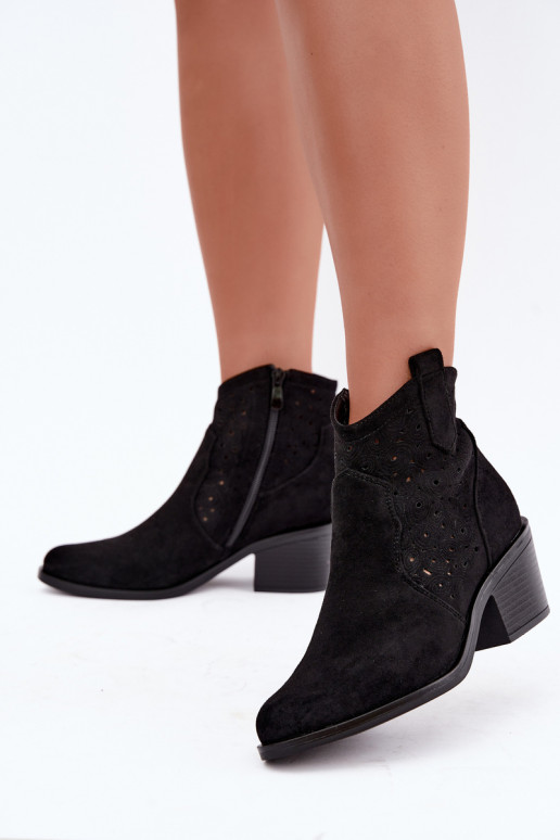 Ausschnitt-Cowboy-Stiefeletten mit Absätzen S.Barski HY62-8147 schwarz