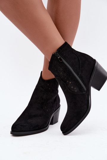 Ausschnitt-Cowboy-Stiefeletten mit Absätzen S.Barski HY62-8147 schwarz 2