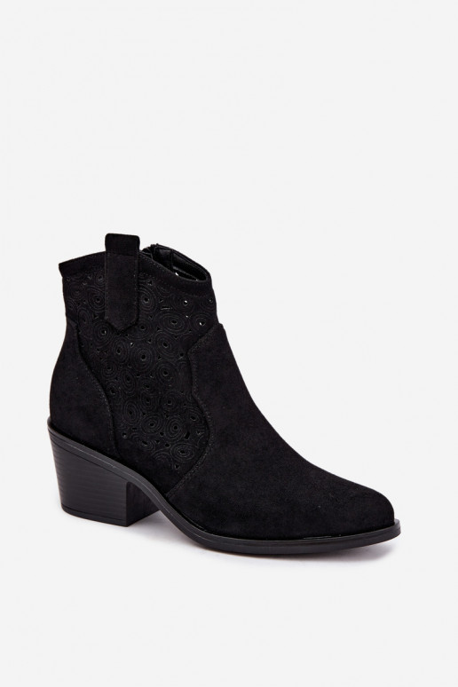 Ausschnitt-Cowboy-Stiefeletten mit Absätzen S.Barski HY62-8147 schwarz